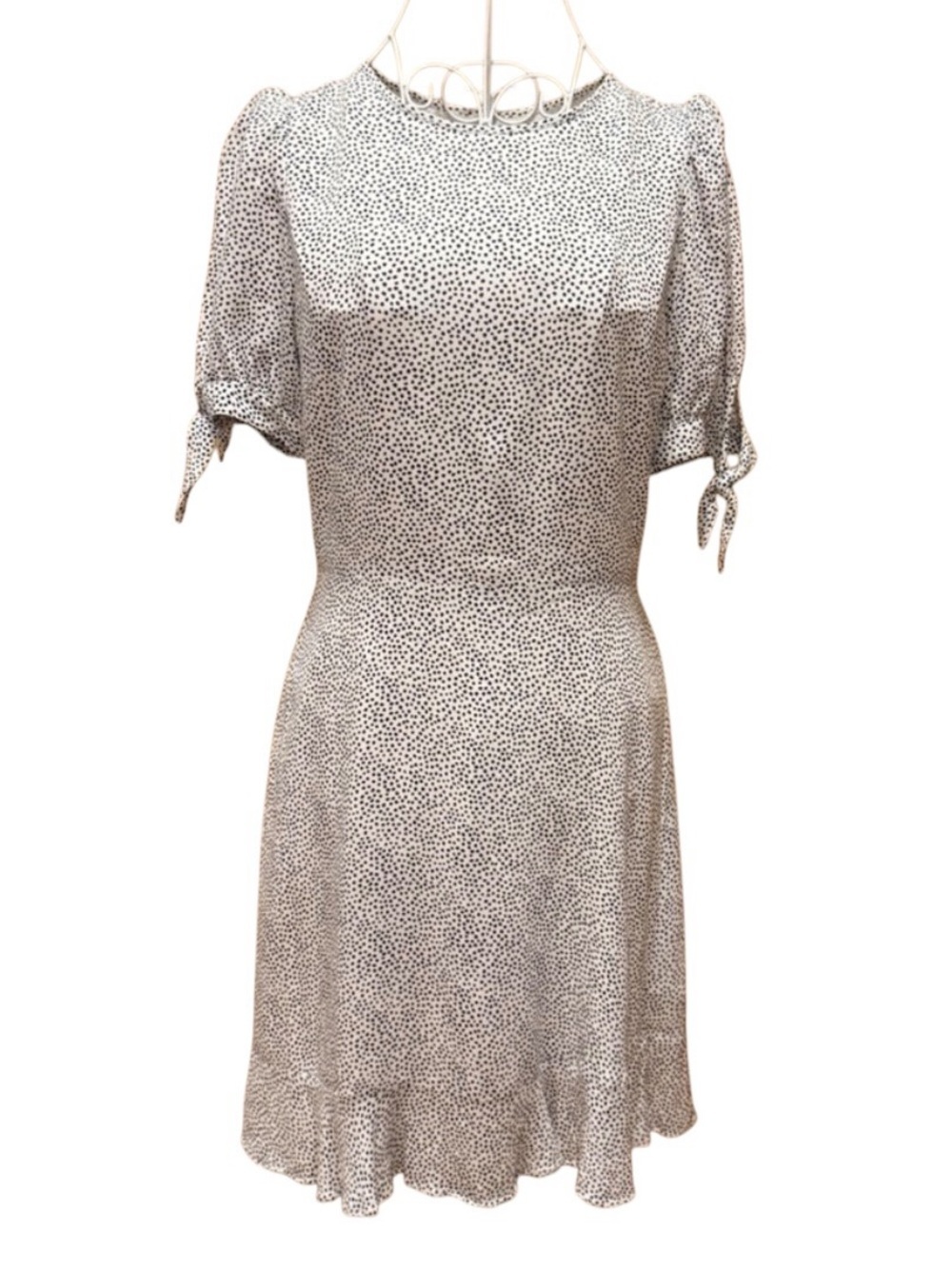 Banana Republic Polka Dot Puff Sleeve Ruffle Hem Lined Mini Dress 4